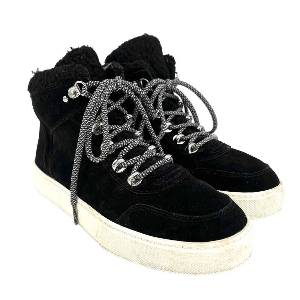 Marc Fisher Women's Black Suede Summa Active Faux Fur Ankle Boots Lace up (8.5)